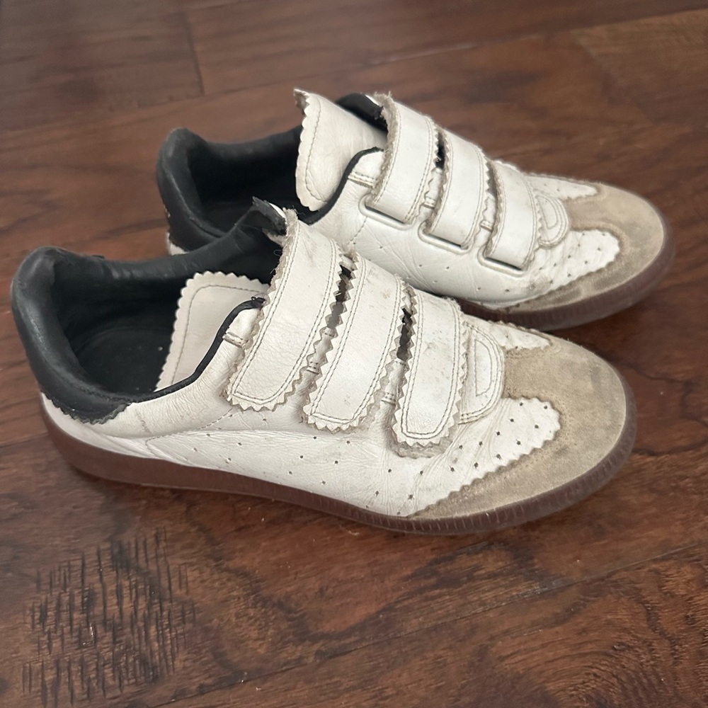 Isabel Marant White and Black Velcro Sneakers